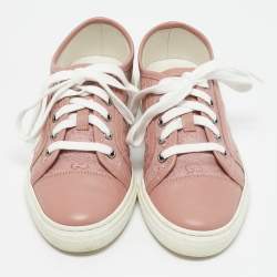 Gucci Pink GG Canvas and Leather Cap Toe Low Top Sneakers Size 36