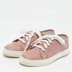 Gucci Pink GG Canvas and Leather Cap Toe Low Top Sneakers Size 36