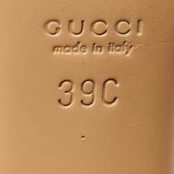 Gucci Green/Beige Printed Canvas and Leather Bamboo Horsebit Ankle Strap Sandals Size 39