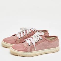 Gucci Pink GG Canvas and Leather Low Top Sneakers Size 36.5