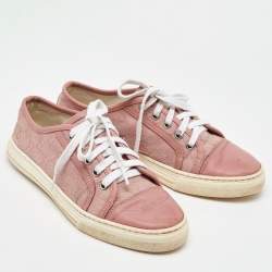 Gucci Pink GG Canvas and Leather Low Top Sneakers Size 36.5