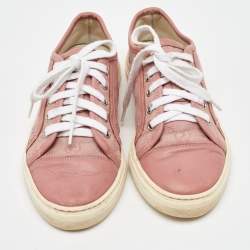 Gucci Pink GG Canvas and Leather Low Top Sneakers Size 36.5
