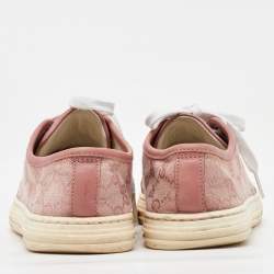 Gucci Pink GG Canvas and Leather Low Top Sneakers Size 36.5
