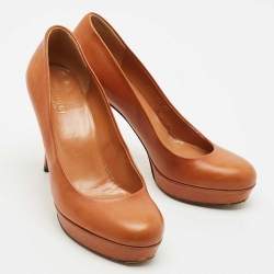 Gucci Brown Leather Betty Platform Pumps Size 38