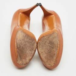 Gucci Brown Leather Betty Platform Pumps Size 38