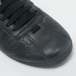 Gucci Black Guccissima Leather Web Detail Lace Up Sneakers Size 36
