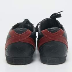 Gucci Black Guccissima Leather Web Detail Lace Up Sneakers Size 36