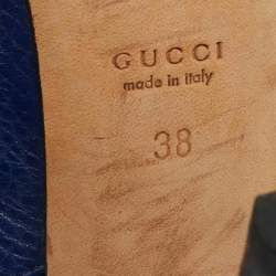 Gucci Blue Leather Horsebit Slingback Pumps Size 38