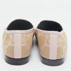 Gucci Beige/Pink GG Canvas and Leather Jordaan Horsebit Loafers Size 41