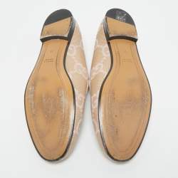 Gucci Beige/Pink GG Canvas and Leather Jordaan Horsebit Loafers Size 41