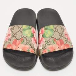 Gucci Multicolor Blooms GG Supreme Canvas Pool Slides Size 35