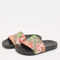 Gucci Multicolor Blooms GG Supreme Canvas Pool Slides Size 35