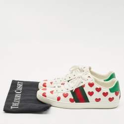 Gucci Multicolor Leather  Ace Hearts Low Top Sneakers Size 37