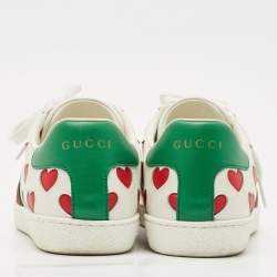 Gucci Multicolor Leather  Ace Hearts Low Top Sneakers Size 37