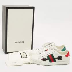 Gucci White Leather Embellished Arrow Ace Sneakers Size 36.5