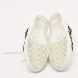 Gucci White Leather Embellished Arrow Ace Sneakers Size 36.5