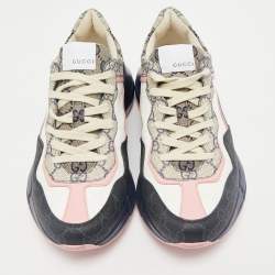 Gucci Multicolor GG Supreme Canvas and Leather Rhyton Sneakers Size 39.5