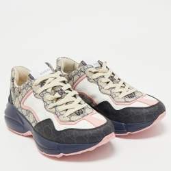 Gucci Multicolor GG Supreme Canvas and Leather Rhyton Sneakers Size 39.5