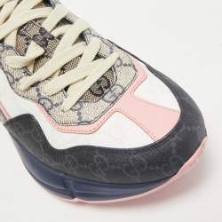 Gucci Multicolor GG Supreme Canvas and Leather Rhyton Sneakers Size 39.5