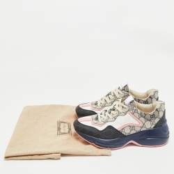 Gucci Multicolor GG Supreme Canvas and Leather Rhyton Sneakers Size 39.5