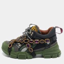 Gucci Multicolor Mesh, Suede and Leather Flashtrek Chunky Sneakers Size 37
