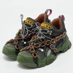 Gucci Multicolor Mesh, Suede and Leather Flashtrek Chunky Sneakers Size 37
