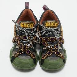 Gucci Multicolor Mesh, Suede and Leather Flashtrek Chunky Sneakers Size 37