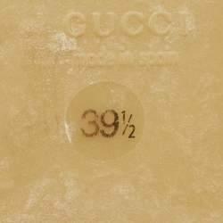Gucci Off White Canvas Logo Platform Espadrille Flats Size 39.5