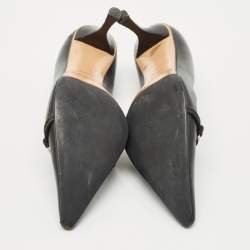 Gucci Black GG Leather Horsebit Pointed Toe Pumps Size 38.5