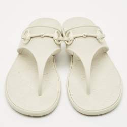 Gucci Grey Rubber Horsebit Thong Flats Size 39
