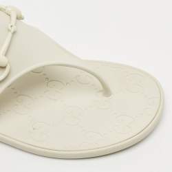 Gucci Grey Rubber Horsebit Thong Flats Size 39
