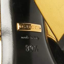 Gucci Metallic Gold Leather Webby Slide Sandals Size 39.5