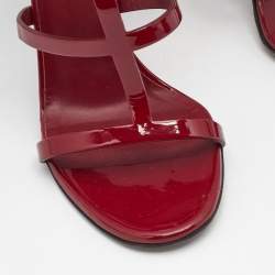 Gucci Burgundy Patent Leather Horsebit Ursula Sandals Size 35