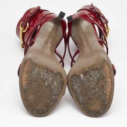 Gucci Burgundy Patent Leather Horsebit Ursula Sandals Size 35