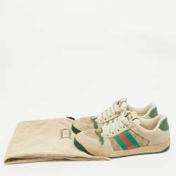 Gucci  Multicolor Nubuck Leather and Canvas Screener Sneakers Size 36