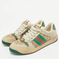 Gucci  Multicolor Nubuck Leather and Canvas Screener Sneakers Size 36