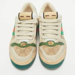 Gucci  Multicolor Nubuck Leather and Canvas Screener Sneakers Size 36
