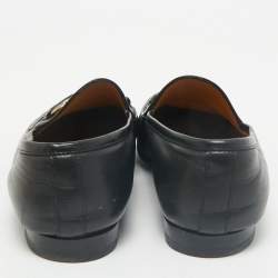 Gucci Black Leather Horsebit Jordaan Loafers Size 37.5