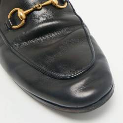 Gucci Black Leather Horsebit Jordaan Loafers Size 37.5