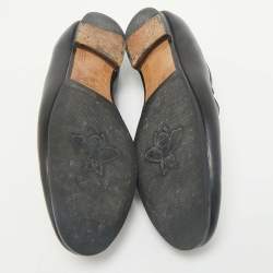 Gucci Black Leather Horsebit Jordaan Loafers Size 37.5