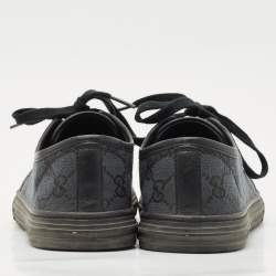 Gucci Black/Blue Leather And GG Canvas Cap Toe Low Top Sneakers Size 38.5