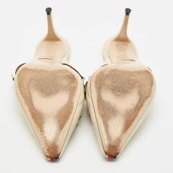 Gucci Cream/Red Leather Emma Web Strap Horsebit Mules Size 40.5