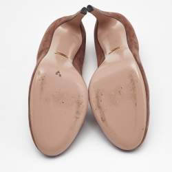 Pre Owned Gucci Brown Suede Goldie Platform Pumps Size 40