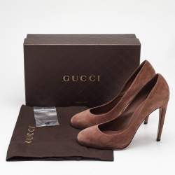 Pre Owned Gucci Brown Suede Goldie Platform Pumps Size 40