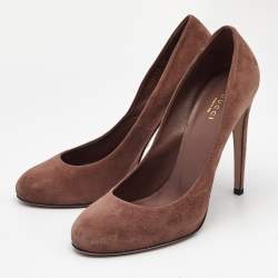 Pre Owned Gucci Brown Suede Goldie Platform Pumps Size 40