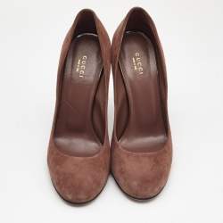 Pre Owned Gucci Brown Suede Goldie Platform Pumps Size 40
