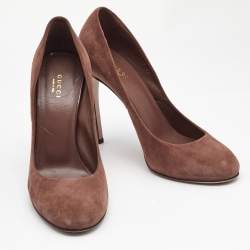 Pre Owned Gucci Brown Suede Goldie Platform Pumps Size 40