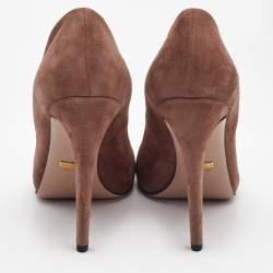 Pre Owned Gucci Brown Suede Goldie Platform Pumps Size 40