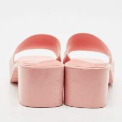Gucci Pink Rubber Logo Platform Slides Size 36