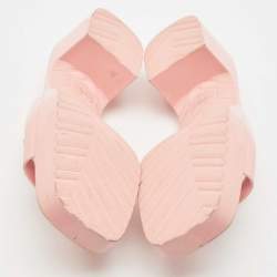 Gucci Pink Rubber Logo Platform Slides Size 36